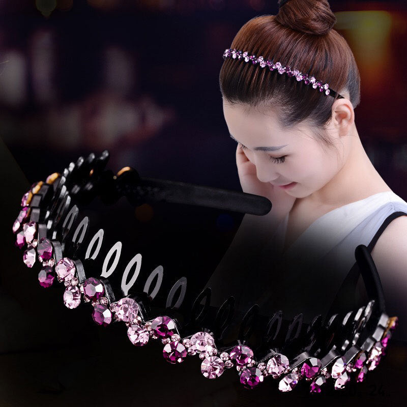 Wholesale Rhinestone Black Full Diamond Wave Fashion Headband